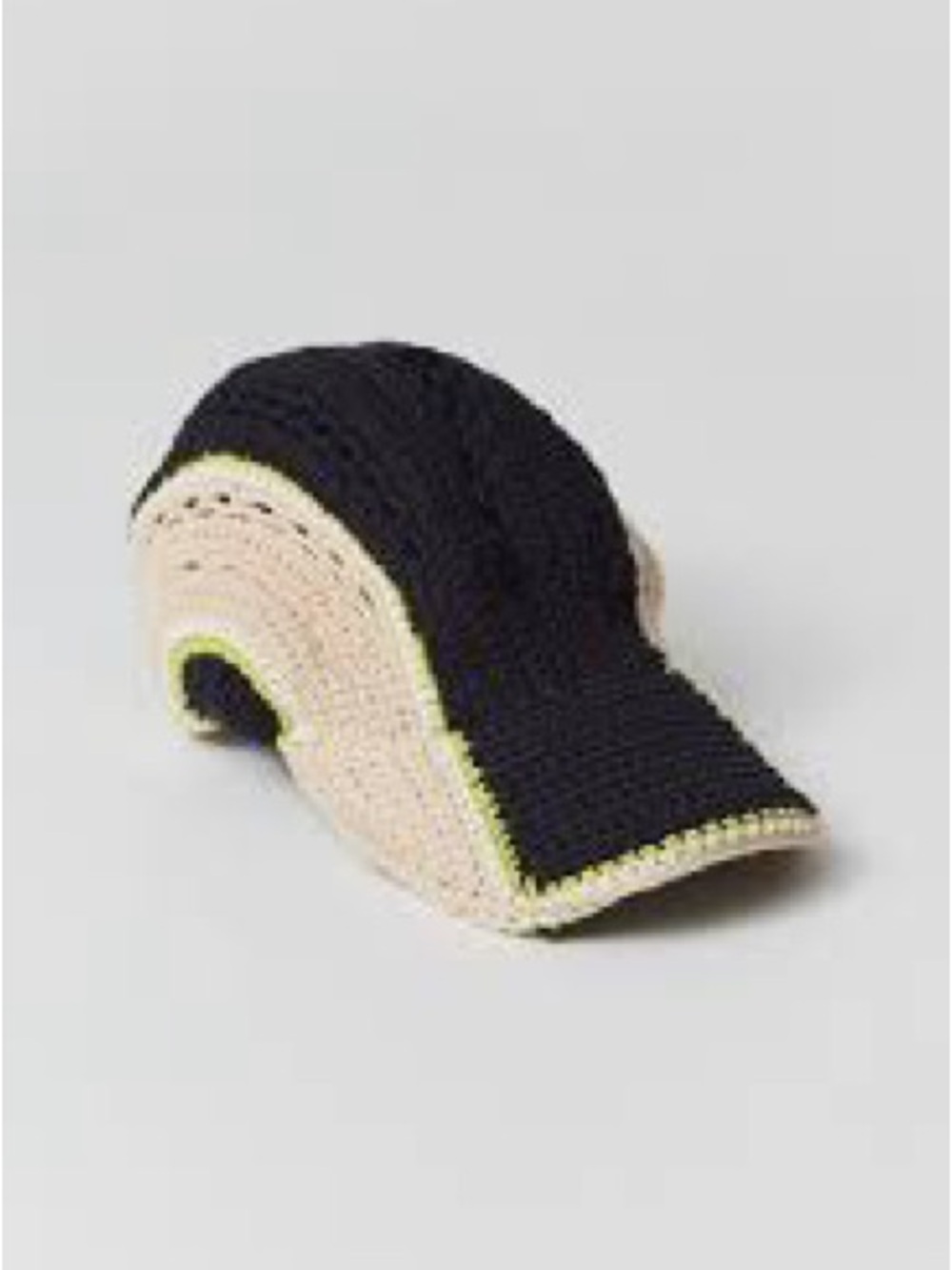 Ryder Crochet Baseball Cap - Black and Cream with Lime Trim